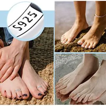 KOHOTA 3PCS 925 Sterling Silver Toe Rings for Women Adjustable Open Toe Rings Set CZ Flower Heart Butterlfly Knot Band Tail Ring Beach Foot Jewelry