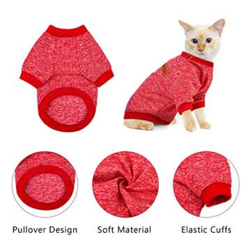 Pedgot 3 Pack Winter Dog Clothes Set Dog Hoodies with Pocket Dog Knitwear Sweater Dog Fleece Vest Pu...