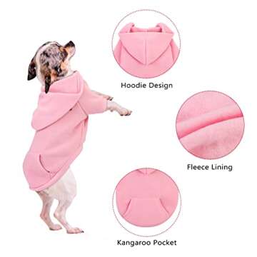 Pedgot 3 Pack Winter Dog Clothes Set Dog Hoodies with Pocket Dog Knitwear Sweater Dog Fleece Vest Pullover Dog Coat Cozy Dog Outfit Large