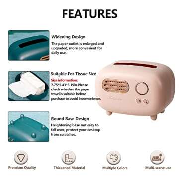 Benshukam Facial Tissue Box Cover Holders Retro Radio Model Tissue Box Tissue Box Multifunctional in Home Living Room Cute StyleKleenex Box Holder for Bathroom Office(Pink)