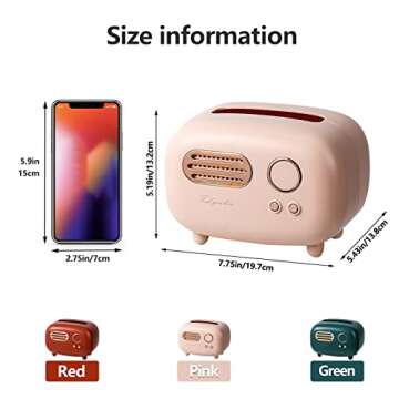 Benshukam Facial Tissue Box Cover Holders Retro Radio Model Tissue Box Tissue Box Multifunctional in Home Living Room Cute StyleKleenex Box Holder for Bathroom Office(Pink)