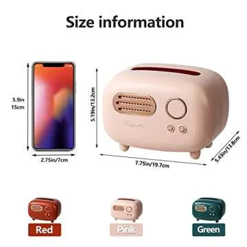 Benshukam Facial Tissue Box Cover Holders Retro Radio Model Tissue Box Tissue Box Multifunctional in Home Living Room Cute StyleKleenex Box Holder for Bathroom Office(Pink)