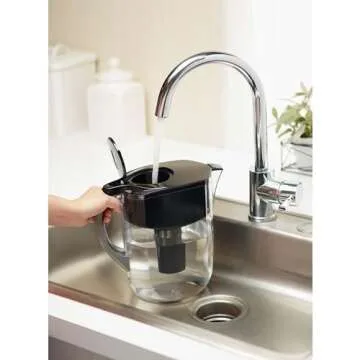 Brita Large Water Filter Pitcher for Tap and Drinking Water with 1 Standard Filter, Lasts 2 Months, 10 Cup Capacity, BPA Free, Black