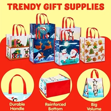JOYIN 12 PCS Christmas Tote Bags for Holiday Shopping