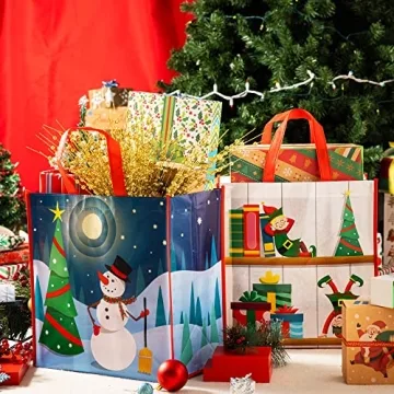 JOYIN 12 PCS Christmas Tote Bags for Holiday Shopping