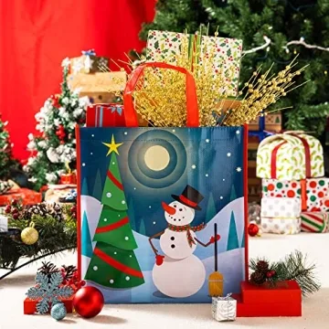 JOYIN 12 PCS Christmas Tote Bags for Holiday Shopping