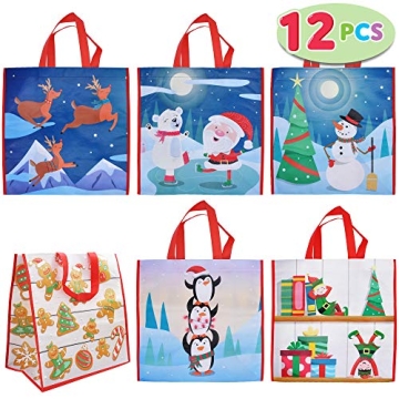 JOYIN 12 PCS Christmas Tote Bags for Holiday Shopping