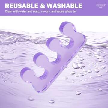 Toe Separators for Women, Pedicure Toe Spacers & Spreaders - Yoga Relax and Finger Dividers, Gel Silicone Toe Separators for Pedicure, Nail Polish, Toenail Painting (2-Pairs)