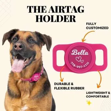 PAWBLEFY Personalized Airtag Dog Collar Holder Compatible with Apple Airtags - Customized with Name ...