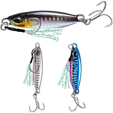 SUKIA 6Pcs Metal Jig Fishing Lures for Saltwater Jigging Sinking Bait 16g 32g Metal Spoons Micro Spi...