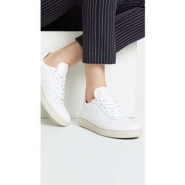 VEJA Women's V-10 Sneaker, Full White, 4