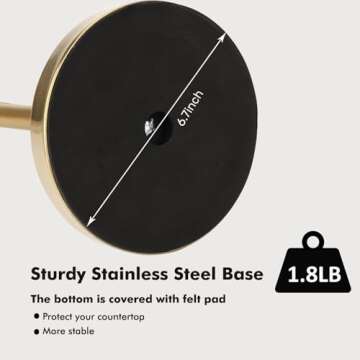 Gold Paper Towel Holder Countertop with Weighted Base One-Handed Design No Tipping Over