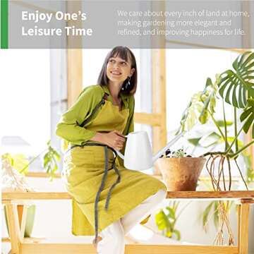 Decwxon Watering Can for Indoor Plants Garden Flower, Modern Outdoor Plants Small Watering Can,Detachable Long Spout Water can 1.8L 60oz 1/2 Gallon (White)