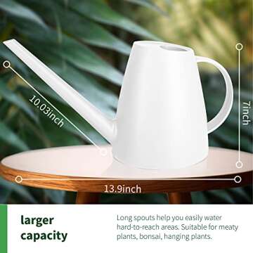 Decwxon Watering Can for Indoor Plants Garden Flower, Modern Outdoor Plants Small Watering Can,Detachable Long Spout Water can 1.8L 60oz 1/2 Gallon (White)