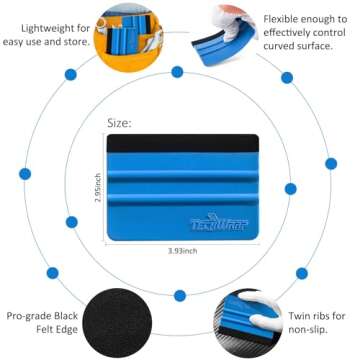 TECKWRAP Plastic Felt Edge Squeegee 4 Inch for Car Vinyl Scraper Decal Applicator Tool 1 pcs (with Black Felt Edge)
