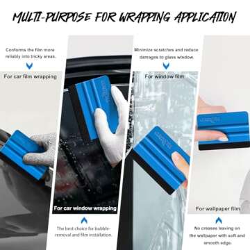 TECKWRAP Plastic Felt Edge Squeegee 4 Inch for Car Vinyl Scraper Decal Applicator Tool 1 pcs (with Black Felt Edge)