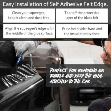 TECKWRAP Plastic Felt Edge Squeegee 4 Inch for Car Vinyl Scraper Decal Applicator Tool 1 pcs (with Black Felt Edge)