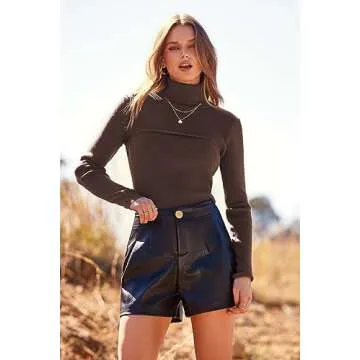 PRETTYGARDEN Women's Fall Fashion Turtleneck Pullover Sweaters Casual Long Sleeve Cable Knit Fitted Jumper Tops (Coffee,Medium)