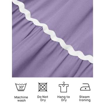 ZESICA Women's Summer Flutter Short Sleeve Smocked Midi Dress Casual High Waist Rickrack Tiered Flowy Dresses,Purple,Medium