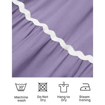 ZESICA Women's Summer Flutter Short Sleeve Smocked Midi Dress Casual High Waist Rickrack Tiered Flowy Dresses,Purple,Medium