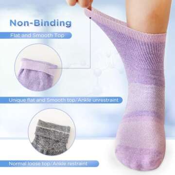 Bulinlulu Diabetic Socks with Grippers for Men Women -6 Pairs Non Binding Diabetic Ankle Slipper Soc...