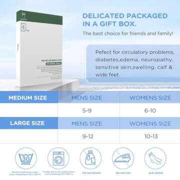 Bulinlulu Diabetic Socks with Grippers for Men Women -6 Pairs Non Binding Diabetic Ankle Slipper Socks Size 6-9 9-12(Bright-Large)