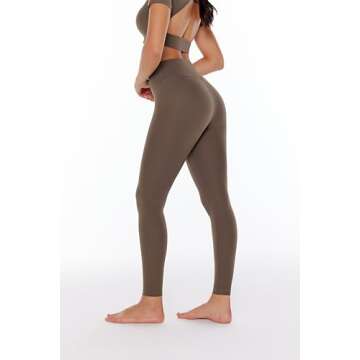 ENERBLOOM Workout Yoga Leggings for Women High Waisted Compression Pants 25"/28" Cream Feeling Tight No Front Seam X-Small