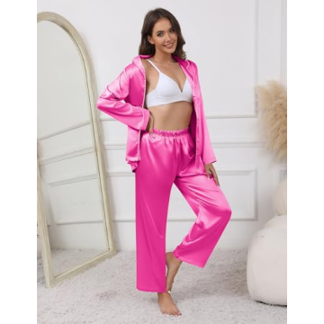 Ekouaer Silk Pajama Set Cotton PJs for Women