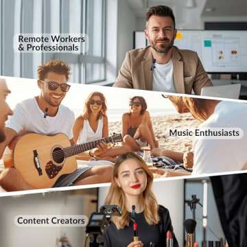 Mini Wireless Lavalier Microphone for iPhone, 2 Pack Mini LED Display Lavalier Microphone for video ...