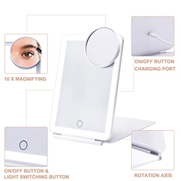 Portable LED Makeup Mirror with Rechargeable Lighting