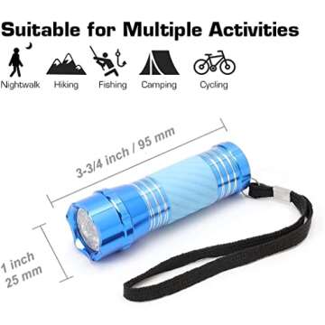 EverBrite 4-Pack Mini LED Aluminum Flashlight Party Favors Colors Assorted for Hurricane Supplies with Handle Glow in Dark