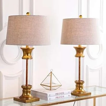 JONATHAN Y JYL4000B-SET2 Set of 2 Table Lamps Hunter 32" Metal/Glass LED Table Lamp Cottage Rustic B...