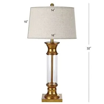 JONATHAN Y JYL4000B-SET2 Set of 2 Table Lamps Hunter 32" Metal/Glass LED Table Lamp Cottage Rustic Bedside Desk Nightstand Lamp for Bedroom Living Room Office College Bookcase, Gold/Clear