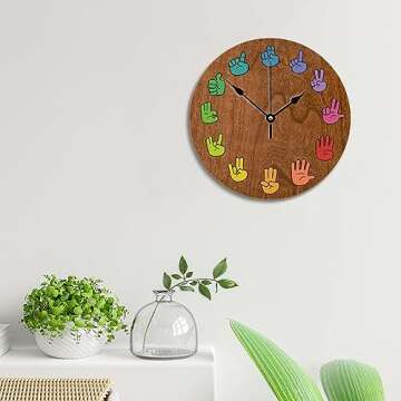 ArogGeld ASL Woodgrain Wall Clock Nursery Wood 10 Silent Non-Ticking Quartz Battery Operated Art for Vintage Farmhouse Living Room Bedroom Office Kitchen Birthday Wedding Gift Multicolor One Size