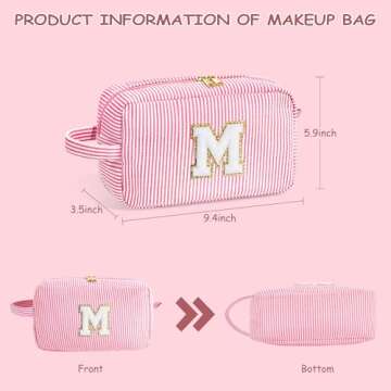 YOOLIFE Birthday Gifts for Girl - Valentines Day Gifts for Kids, Gifts for 5 6 7 8 9 10 11 12 13 14 15 16 Teen Girls Kid, Teen Girl Gifts Trendy Stuff, Teenage Girl Gifts, Initial Makeup Bag M