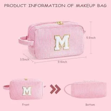 YOOLIFE Birthday Gifts for Girl - Valentines Day Gifts for Kids, Gifts for 5 6 7 8 9 10 11 12 13 14 15 16 Teen Girls Kid, Teen Girl Gifts Trendy Stuff, Teenage Girl Gifts, Initial Makeup Bag M