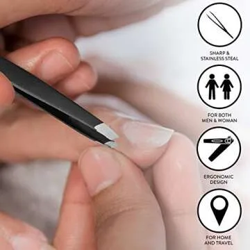 Raytix Nail Clipper Set for Men & Women – Travel Nail Care Kit with Black Stainless Steel Fingernail Clipper & Pedicure Toenail Trimmer, Nail File, Sharp Tweezers & Manicure Scissors Set of 5 (Black)