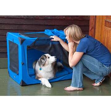 Pet Gear 3 Door Portable Soft Crate, Folds Compact for Travel in Seconds No Tools Required, Comes with Comfort Pad + Storage Bag, Steel Frame, Premium 600D Fabric, Indoor/Outdoor