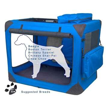 Pet Gear 3 Door Portable Soft Crate, Folds Compact for Travel in Seconds No Tools Required, Comes with Comfort Pad + Storage Bag, Steel Frame, Premium 600D Fabric, Indoor/Outdoor
