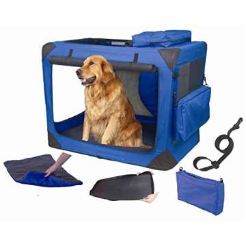 Pet Gear 3 Door Portable Soft Crate, Folds Compact for Travel in Seconds No Tools Required, Comes with Comfort Pad + Storage Bag, Steel Frame, Premium 600D Fabric, Indoor/Outdoor
