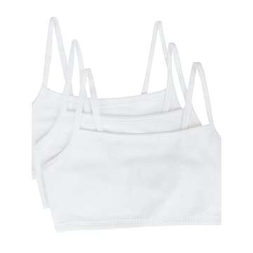 Fruit of The Loom Womens Spaghetti Strap Cotton Pull Over 3 Pack Sports Bra, White/White/White, 34