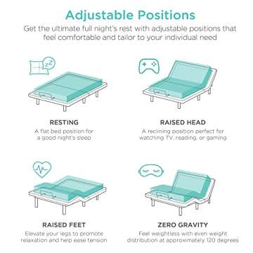Best Choice Products Ergonomic Queen Size Adjustable Bed, Zero Gravity Base for Stress Management w/...