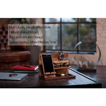 Elegant Walnut Phone Docking Station Organizer Gift