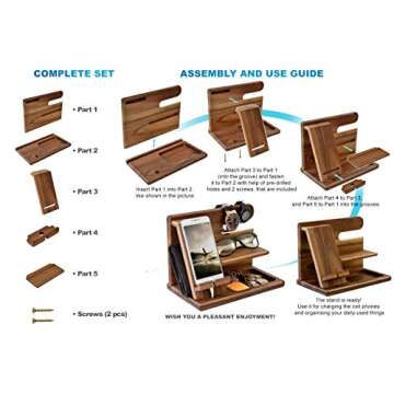Elegant Walnut Phone Docking Station Organizer Gift