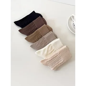 Verdusa Women's 5-Pack Textured Crew Socks Soft Stylish