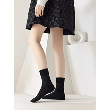 Verdusa Women's 5-Pack Textured Crew Socks Soft Stylish