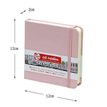 Royal Talens T9314-014M 441750 Talens Art Creation Sketchbook, Drawing Notebook, 4.7 x 4.7 inches (12 x 12 cm), Pastel Pink