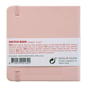 Royal Talens T9314-014M 441750 Talens Art Creation Sketchbook, Drawing Notebook, 4.7 x 4.7 inches (12 x 12 cm), Pastel Pink