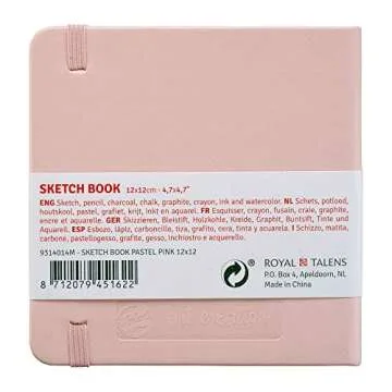 Royal Talens T9314-014M 441750 Talens Art Creation Sketchbook, Drawing Notebook, 4.7 x 4.7 inches (12 x 12 cm), Pastel Pink
