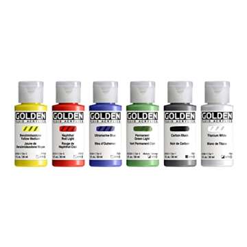 Fluid Acrylics by GOLDEN - Fluid Intro Set, 6 Colors, 1 fl. oz. Bottles